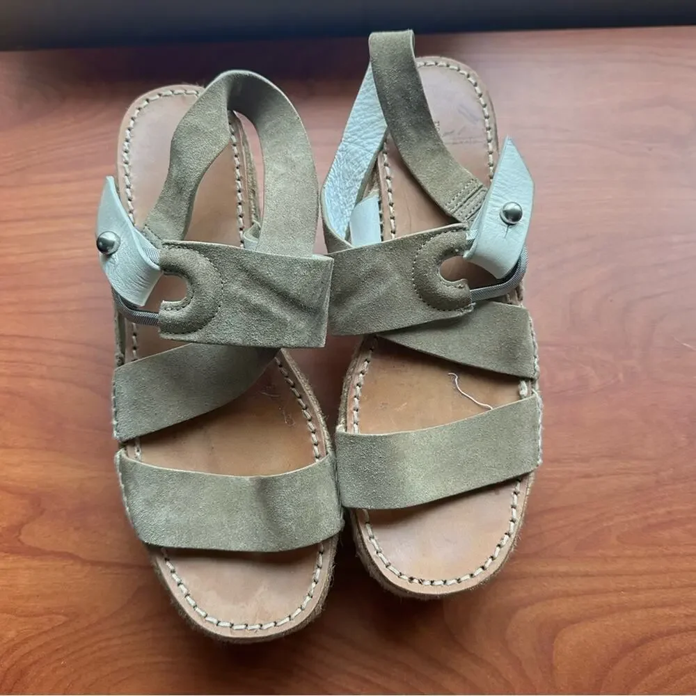 Rag & Bone August Espadrille - Suede Leather Platform‎ Sandal Light Sand 39 9